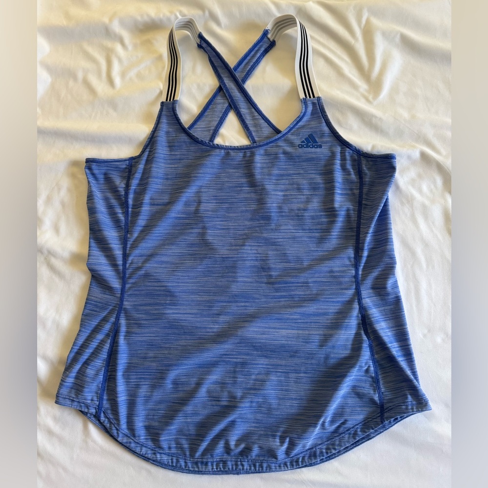 Adidas Women's Blue criss cross back tank
